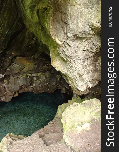 Water pool in a cave at Waianapanapa State Park. Water pool in a cave at Waianapanapa State Park