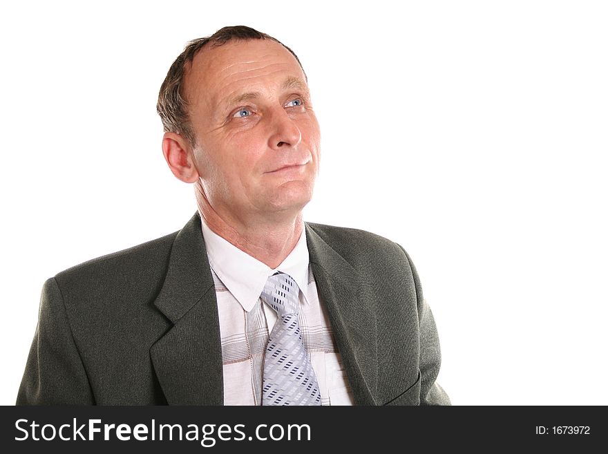 Senior businessman with suit on white