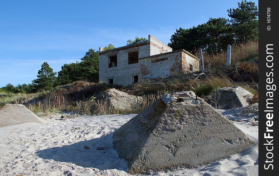 Abandoned military buildngs on beach dunes, Poland, Baltic sea coast. Abandoned military buildngs on beach dunes, Poland, Baltic sea coast.