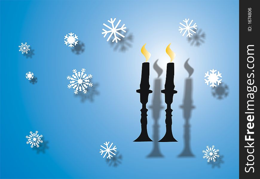 Colored background with black candles and flakes. Colored background with black candles and flakes