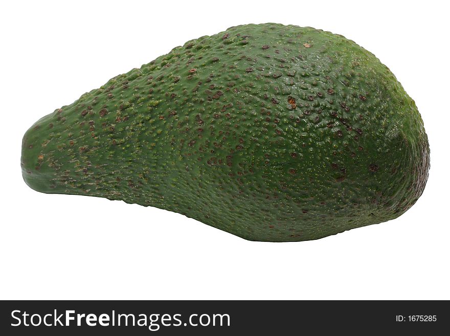 Whole avocado on a white background