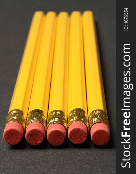 Macro photo of Yellow # 2 pencils