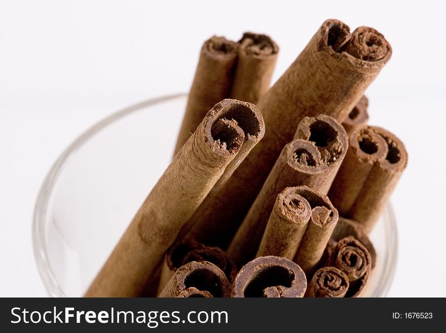 Cinnamon sticks on a white background. Cinnamon sticks on a white background