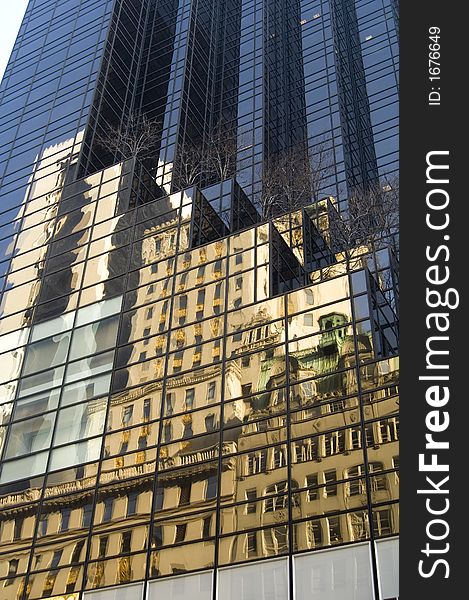 Building reflection on the Trump Tower in New York. Building reflection on the Trump Tower in New York