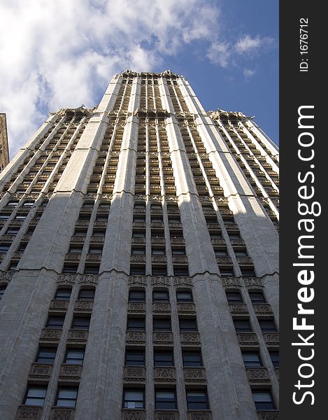 New York Skyscraper under blue skies