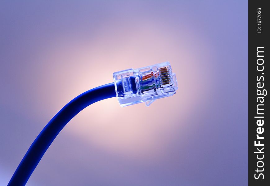 Transparent network-connector with blue cable