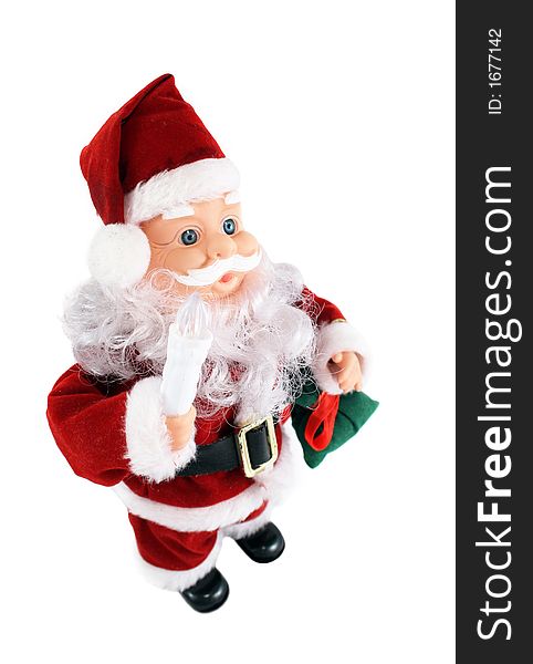 Santa Claus full growing isolate. Decorated toy