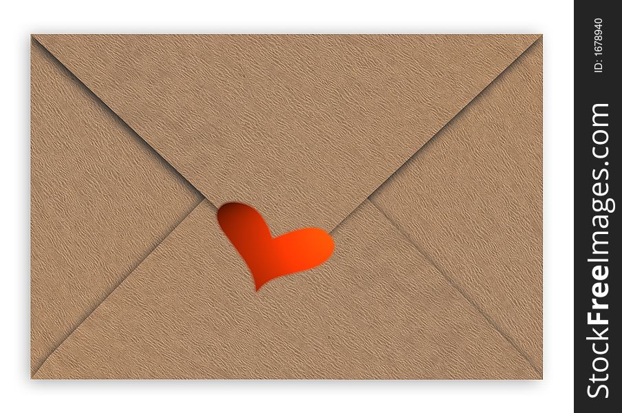 Illustrtion of postal envlope with red heart. Illustrtion of postal envlope with red heart