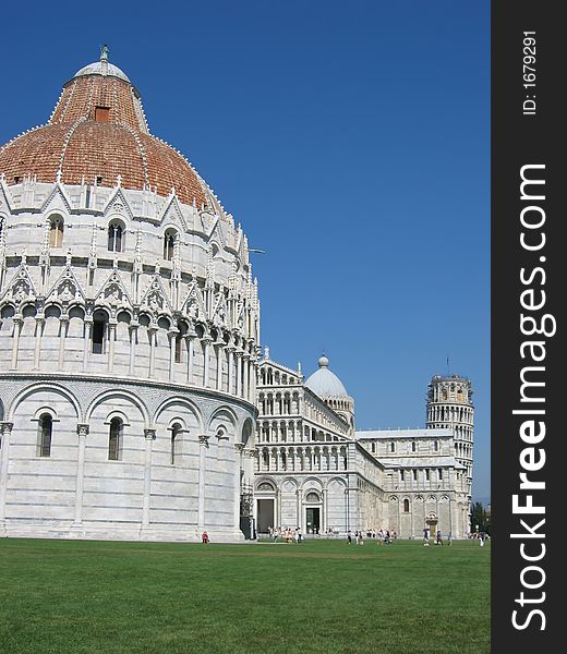 Baptistery and Leaning tower of Pisa