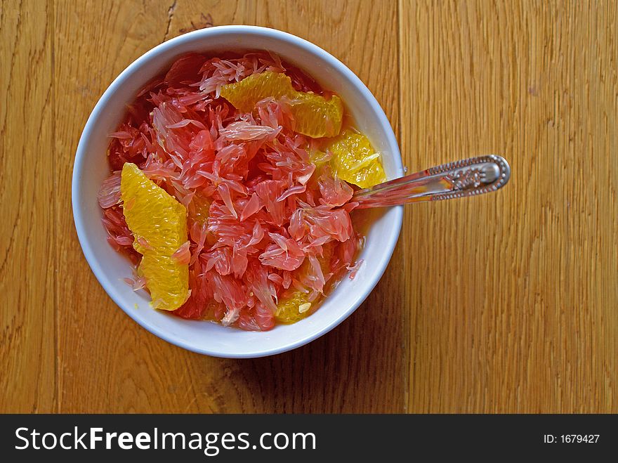A healthy breakfast of pomelo, orange and grapefruit. A healthy breakfast of pomelo, orange and grapefruit