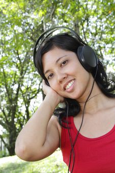 Woman Listening To Music Stock Image Woman Listening To Music Stock Image