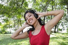 Woman Listening To Music Stock Images Woman Listening To Music Stock Images