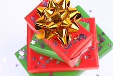 Gifts And Star Shaped Confetti Royalty Free Stock Image Gifts And Star Shaped Confetti Royalty Free Stock Image