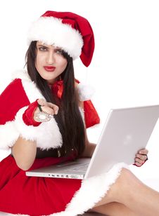 Mad Mrs Santa Laptop Stock Photo