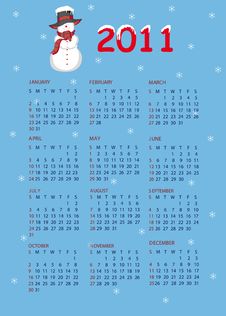 Calendar 2011. Snowman Stock Image Calendar 2011. Snowman Stock Image