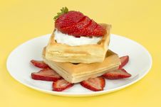Belgian Strawberry Waffles Royalty Free Stock Image Belgian Strawberry Waffles Royalty Free Stock Image