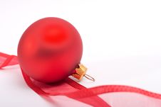 Red Christmas Bauble And Ribbon Royalty Free Stock Images