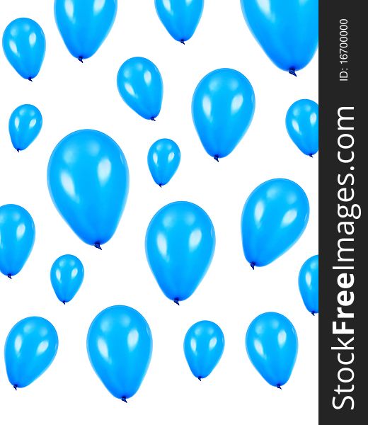 Blue balloons isolated against a white background