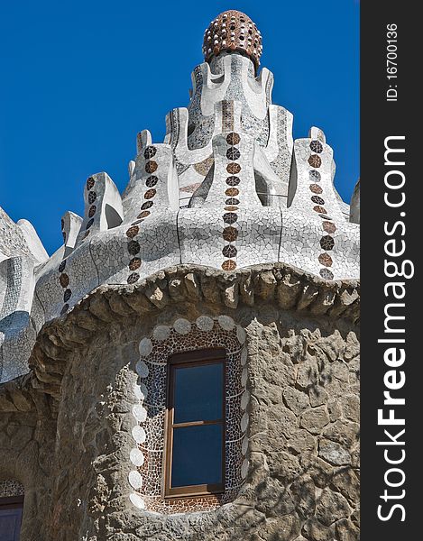 Gaudi Park Guell colorful ceramic detail located at Barcelona, Spain. Gaudi Park Guell colorful ceramic detail located at Barcelona, Spain