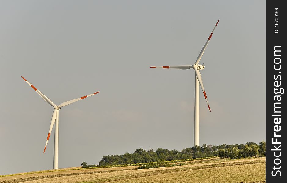 Wind turbines in the countryside a beautiful sunny day. Wind turbines in the countryside a beautiful sunny day