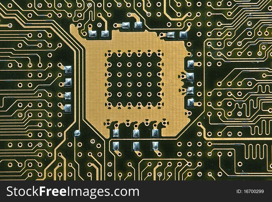 Lower Surface of a Motherboard - CPU. Lower Surface of a Motherboard - CPU