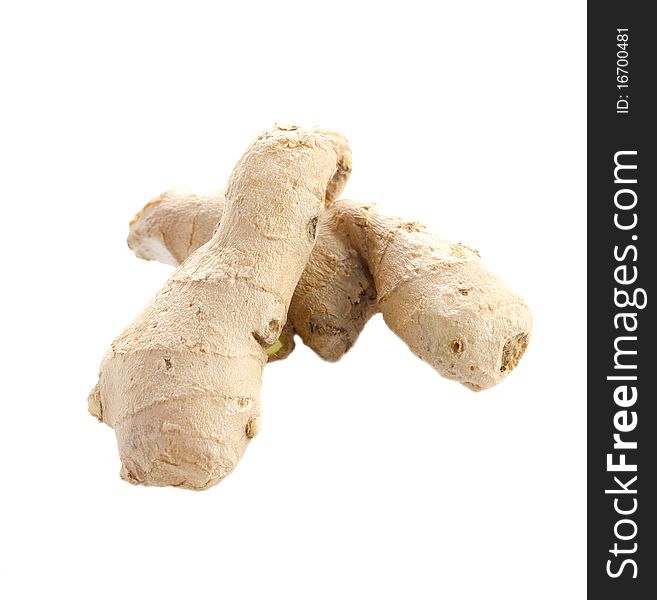 Fresh ginger root isolated on white background