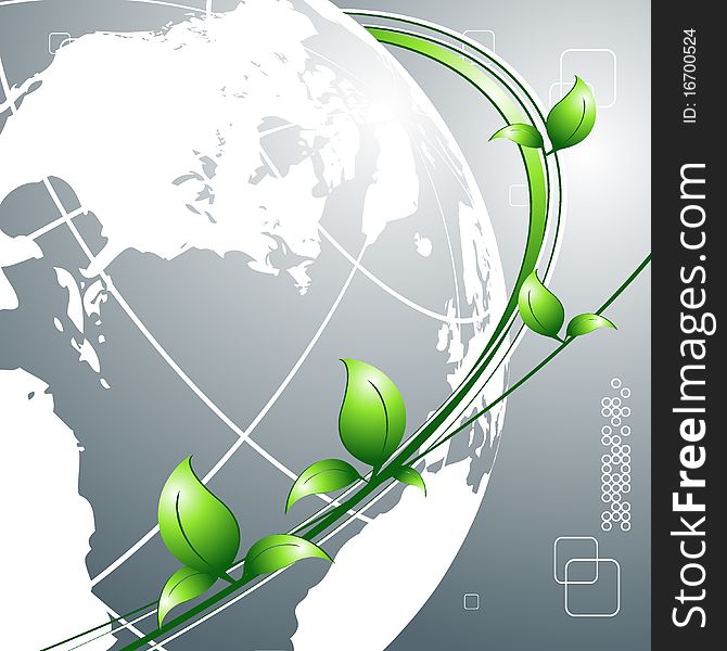 Environmental technology background with globe and copy space. Environmental technology background with globe and copy space