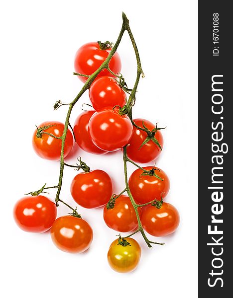 Bunch Of Cherry Tomatoes On White Background