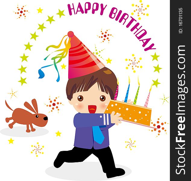 Vector illustration of boy's birthday. Vector illustration of boy's birthday