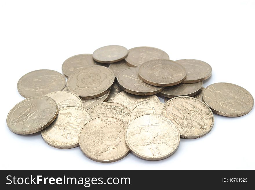 Photo of the soviet rubles on white background