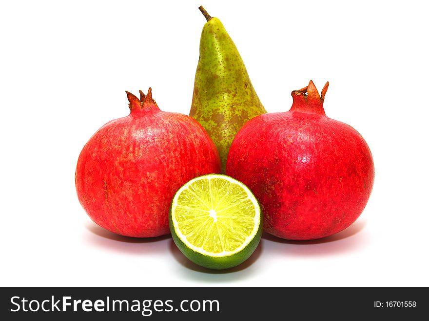 Photo of the fruits on white background