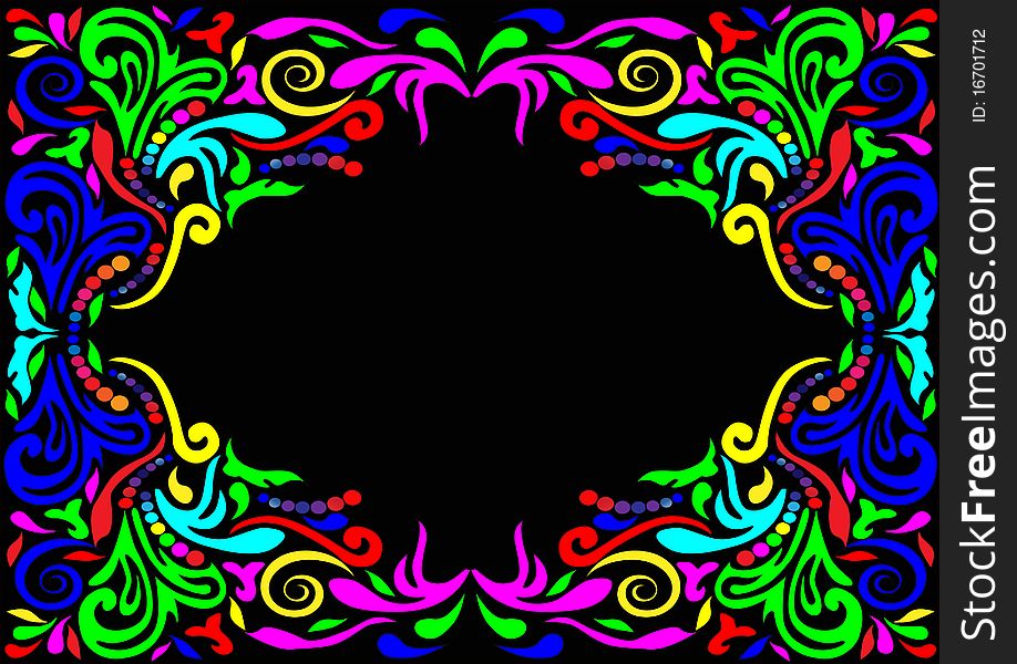 Illustration frame with pattern on black background