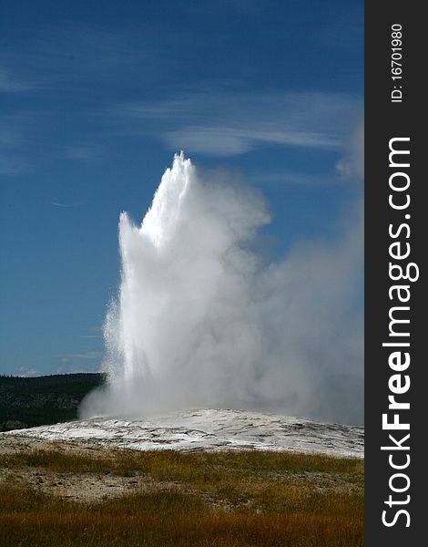 Old Faithful at Yellowstone spouts. Old Faithful at Yellowstone spouts.