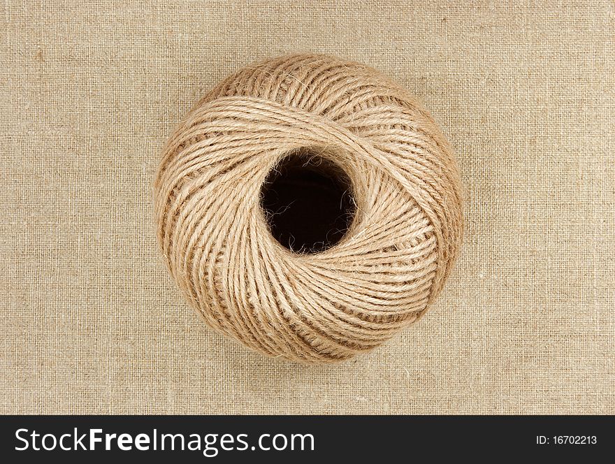 Twine clew on the burlap material