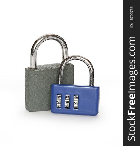 Two padlocks isolated on white background with clipping path. Two padlocks isolated on white background with clipping path