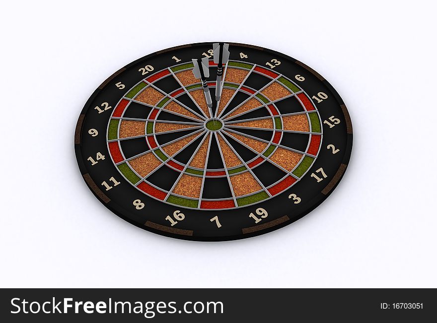 Target with two darts on center. Target with two darts on center