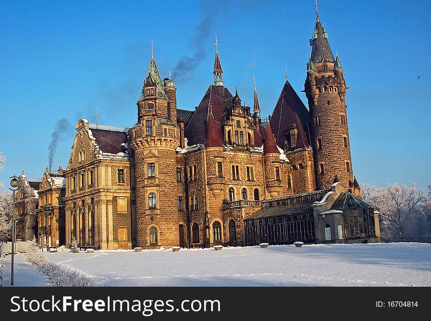 Photo of castle in winter sun. Photo of castle in winter sun.