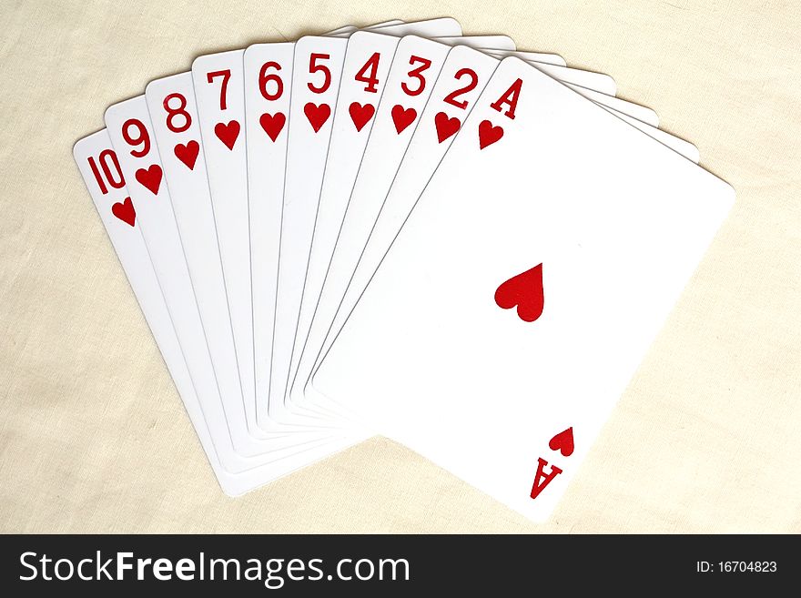 Playing cards and poker chips on white background. Playing cards and poker chips on white background