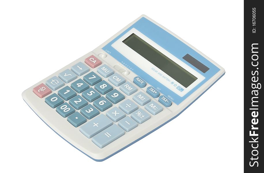Sweet blue color calculator on white background.