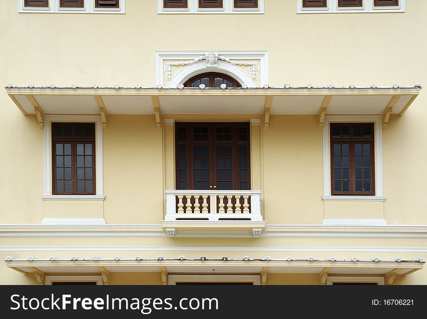 The balcony and two windows.