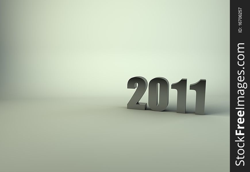 A render of the year number 2011 on a light green background. A render of the year number 2011 on a light green background