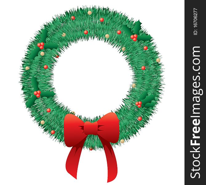 A festive holly holiday wreath. A festive holly holiday wreath