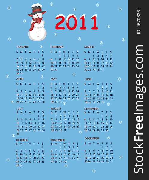 Calendar 2011. Snowman