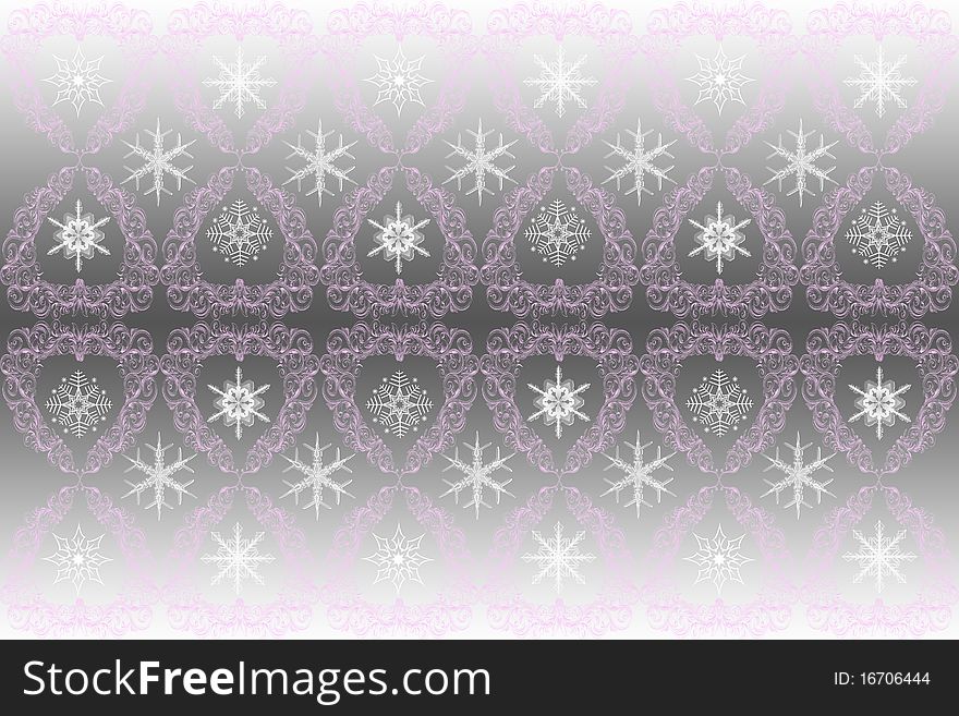 Beautiful abstract snowflakes background with heart-shaped