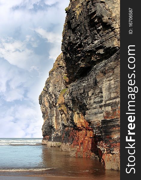 Cliff Reflected On Ballybunion Beach