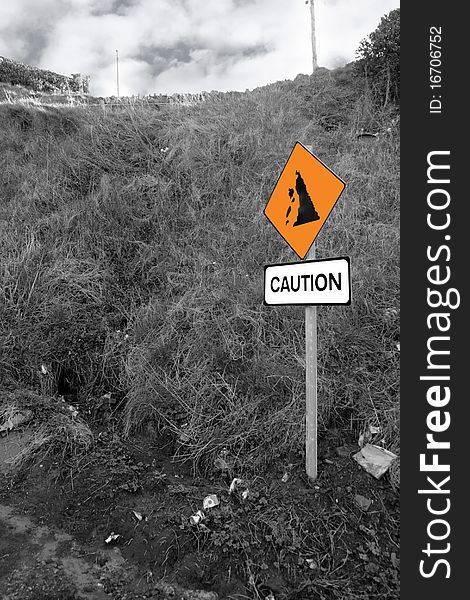 Landslide caution sign in ireland