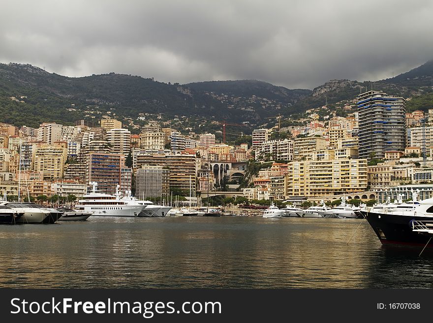 Monaco Harbor With Yatchs