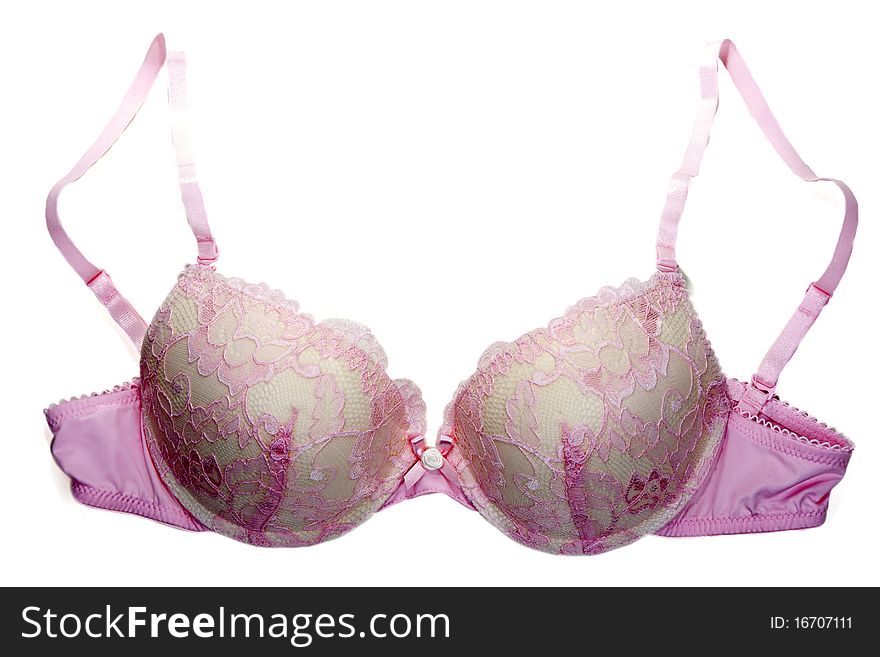 Violet bra without lace on white background