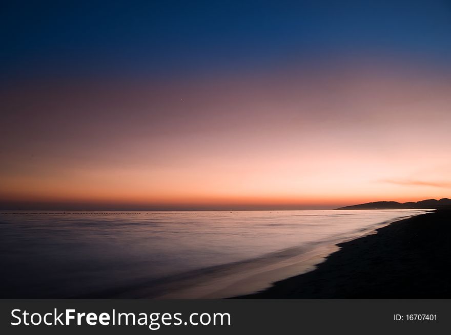 Romantic colorful sunset over the sea