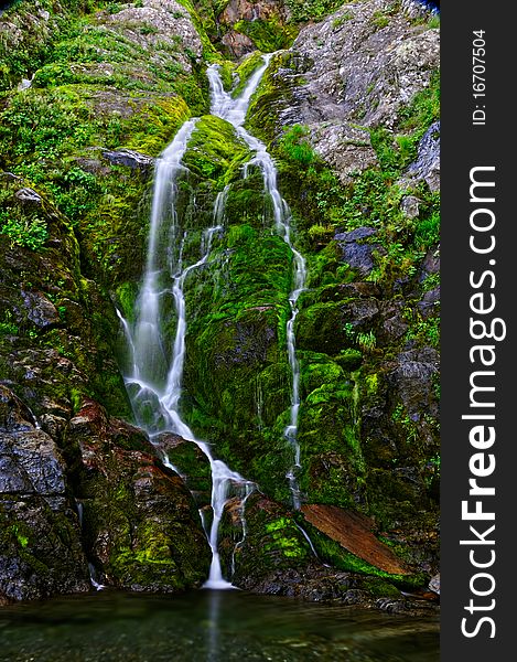 Waterfalls Brothers on a ridge Achishkho, Caucasus Mountains